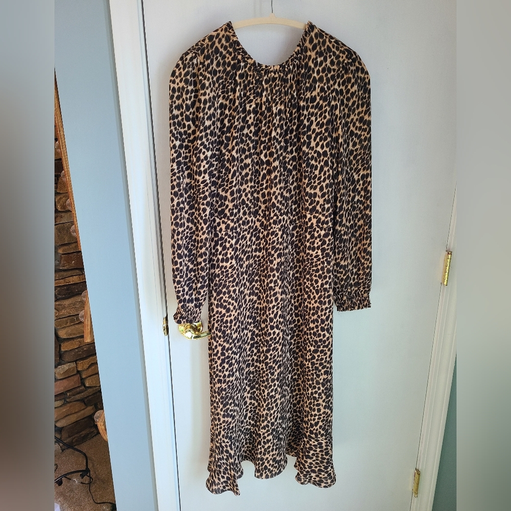 J. Crew Leopard Print Longsleeve Dress size 8